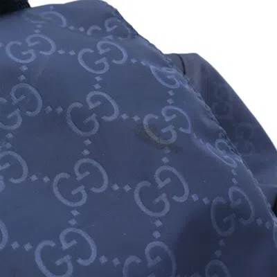 Pre-owned Gucci Navy Nylon Leather Backpack () In Blue