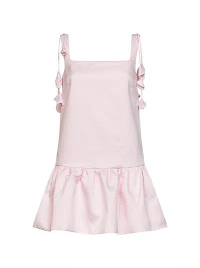 Self-portrait Womens Self Portrait Flower-embellished Woven Mini Dress In Pink