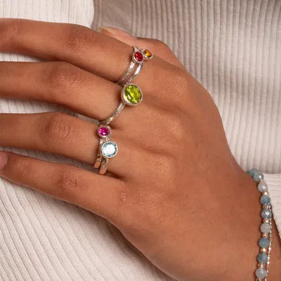 Dower & Hall 8mm Peridot Hammered Twinkle Ring In Multi