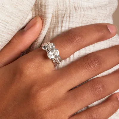 Dower & Hall 3mm White Sapphire Wave Twinkle Ring In Multi
