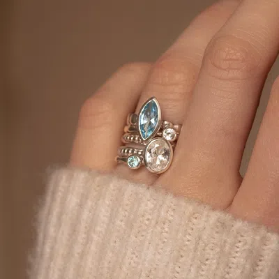 Dower & Hall 3mm White Sapphire Wave Twinkle Ring In Multi