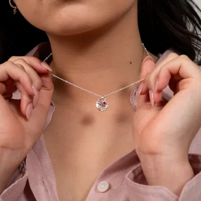 Dower & Hall Hammered Disc & Ruby Array Necklace