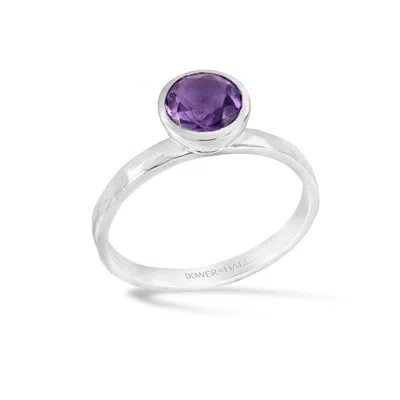 Dower & Hall 6mm Amethyst Hammered Twinkle Ring