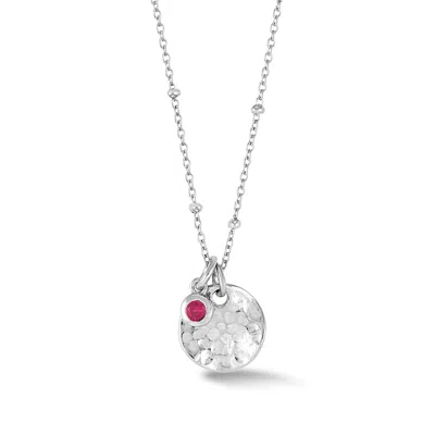 Dower & Hall Hammered Disc & Ruby Array Necklace