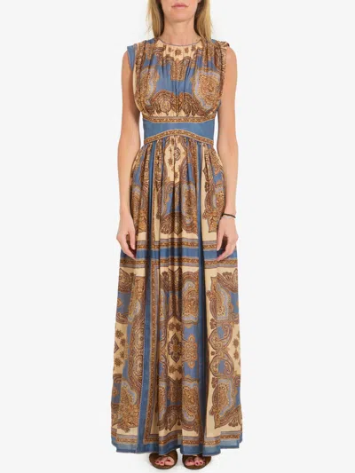 Zimmermann Womens Dark Blue Paisley Mahon Printed Silk Maxi Dress In Animal Print