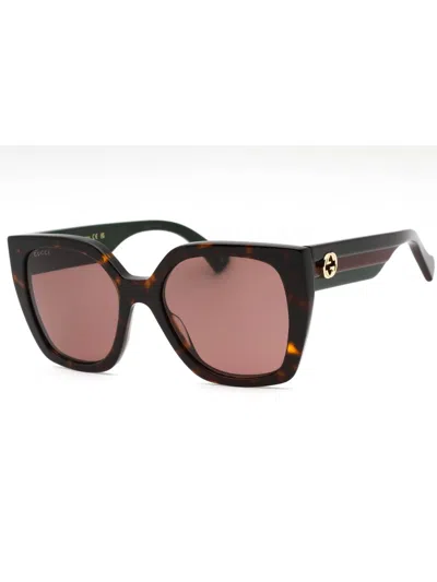 Gucci Web-detail Square-frame Sunglasses In Brown