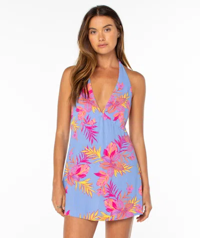 Roxy Beach Day Floral Halter Minidress In Multi