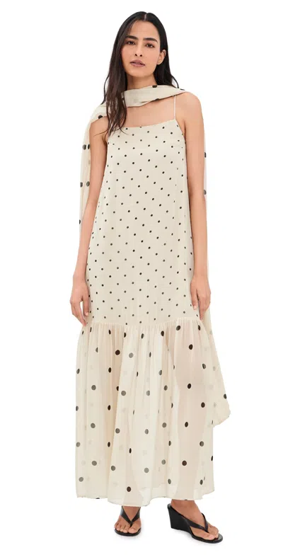 House Of Dagmar Dot Slip Dress Antique Beige In Multi