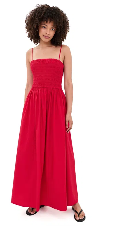 Faherty Coastal Poplin Lucia Dress Tango Red