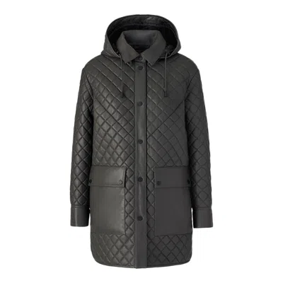 Mackage Litzy Quilted Hooded Leather Jacket In Black