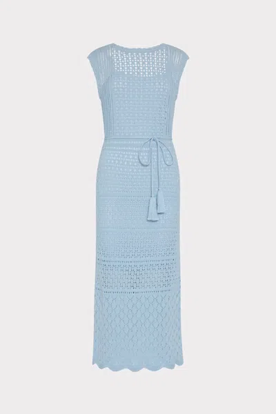 Milly Illy Kai Crochet Midi Dress In Blue