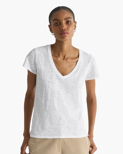 Atm Anthony Thomas Melillo Womens Slub Jersey School Boy V Neck Tee In White