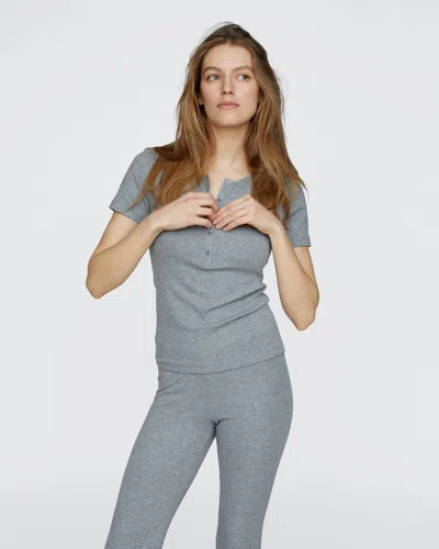 Atm Anthony Thomas Melillo Modal Rib Henley Top Medium Heather Grey In Gray