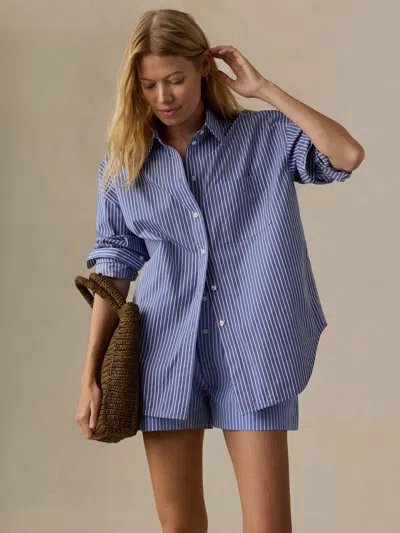Faherty Coastal Poplin Relaxed Shirt In Blue
