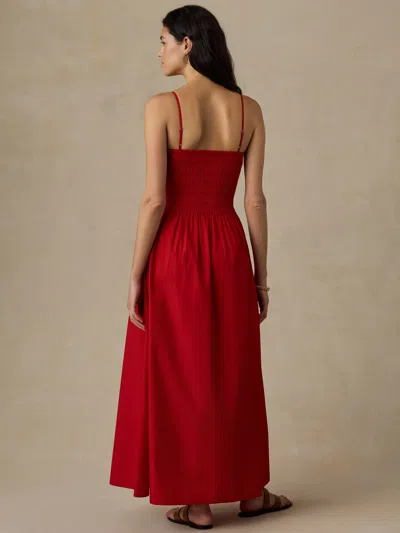 Faherty Coastal Poplin Lucia Dress Tango Red