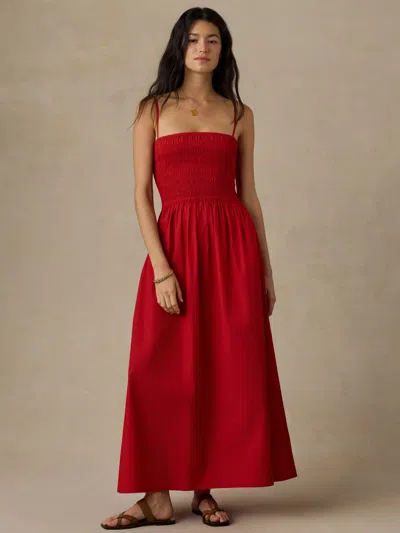 Faherty Coastal Poplin Lucia Dress Tango Red