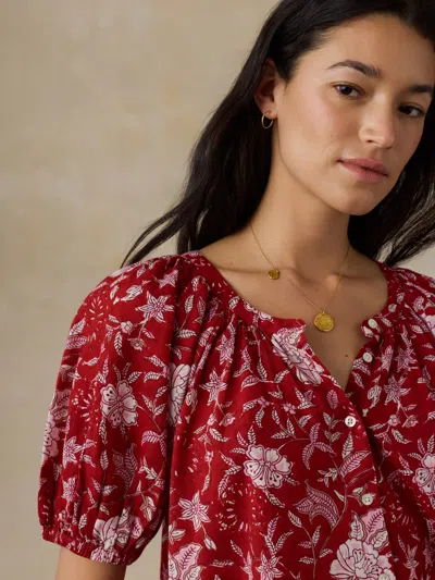 Faherty Voile Lettie Top In Red