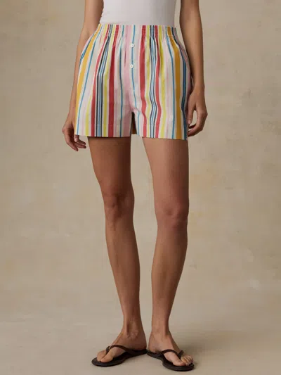 Faherty Coastal Poplin Boxer Short In Multi