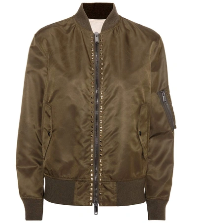 Valentino Rockstud-embellished Shell Bomber Jacket In Army