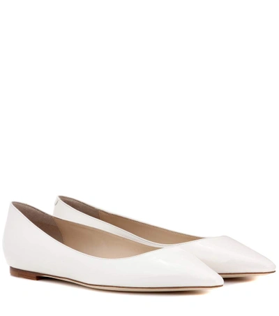 Shop Jimmy Choo Romy Flat Patent Leather Ballerinas In White