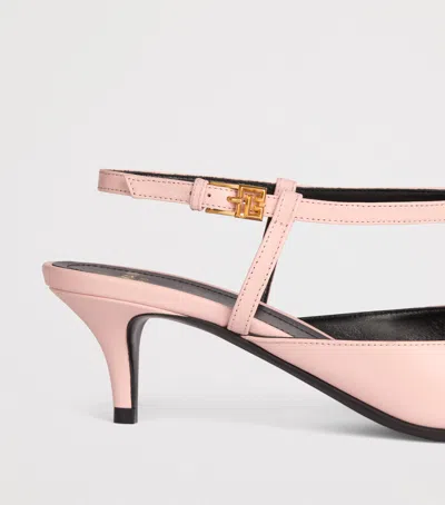 Balmain Sync Chain Kitten Slingbacks In Leather In Pink