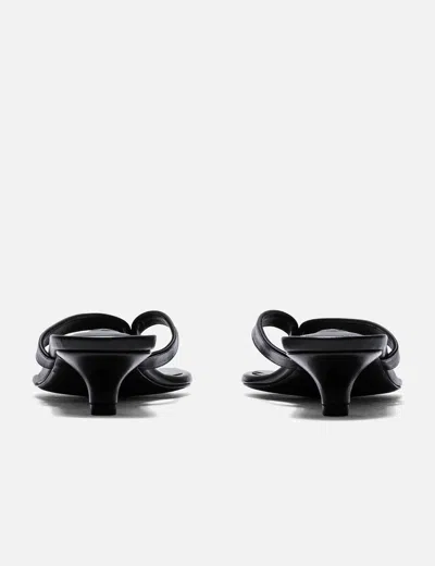 Totême Minimalist Black Leather Thong Sandals With Square Toe And Low Heel In Multi