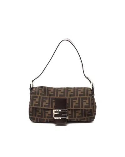 Fendi Zucca Baguette Bag In White