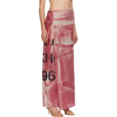 Acne Studios Pink Thin Printed Scarf In Pink