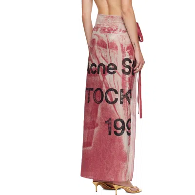 Acne Studios Pink Thin Printed Scarf In Pink