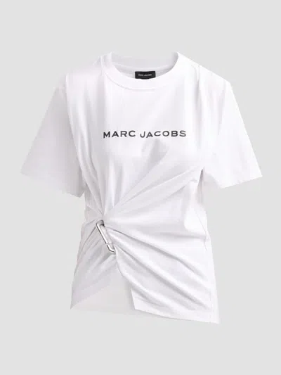 Marc Jacobs White Pop J Marc Logo Drape Seam T-shirt In White