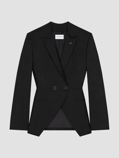 Givenchy Slashed Double-breasted Jacket In Wool And Mohair In Black