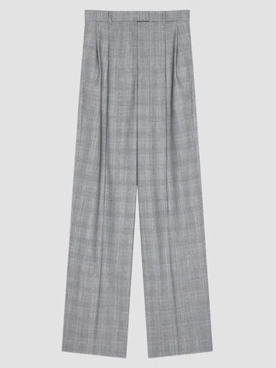 Givenchy Double Pleat Checked Pants In Wool In Gray