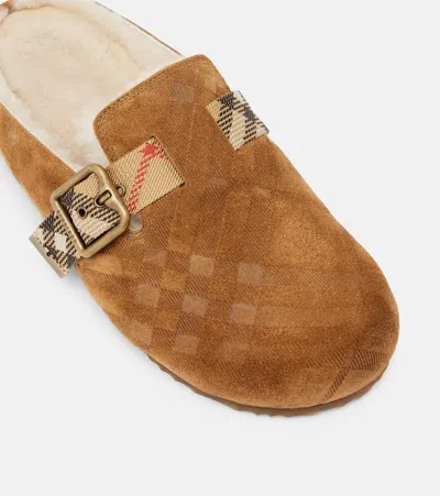 Burberry Check-pattern Buckle-fastening Slippers In Brown