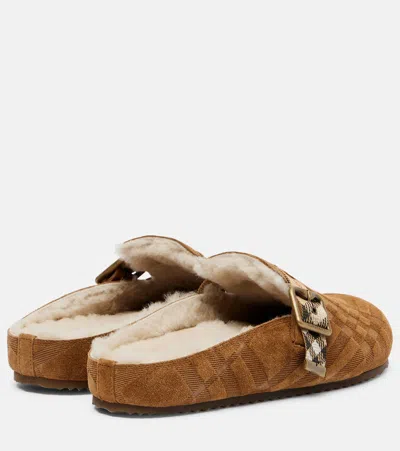 Burberry Check-pattern Buckle-fastening Slippers In Brown