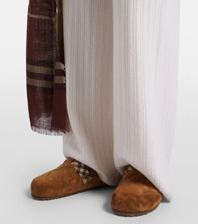 Burberry Check-pattern Buckle-fastening Slippers In Brown