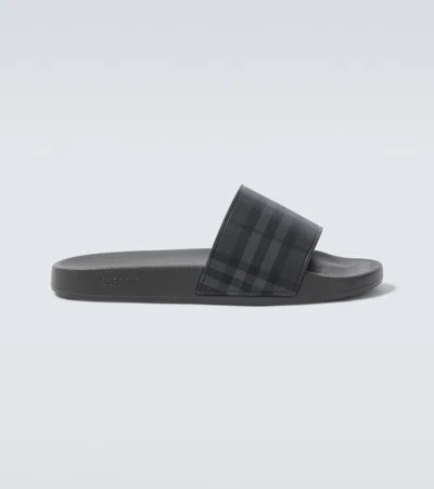 Burberry Check Slides In Black