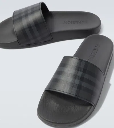 Burberry Check Slides In Black