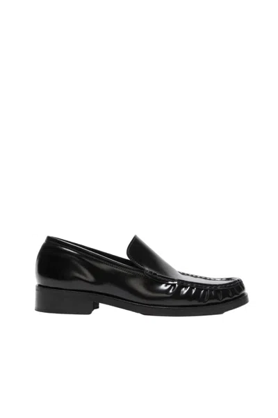 Acne Studios Stamped Monogram Calf Leather Loafers In Black