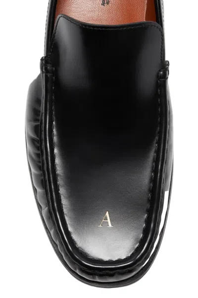 Acne Studios Stamped Monogram Calf Leather Loafers In Black
