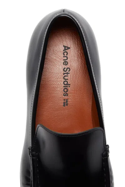 Acne Studios Stamped Monogram Calf Leather Loafers In Black