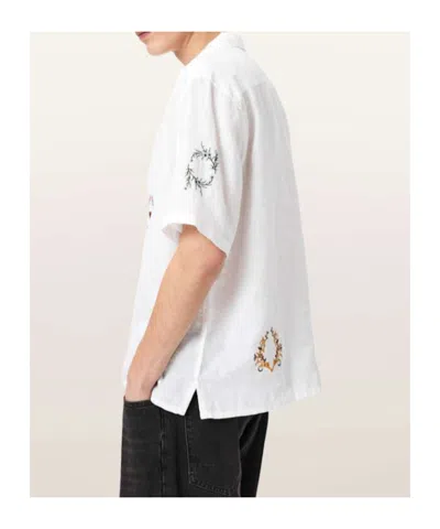 Allsaints Deck Linen Short Sleeve Shirt In Black