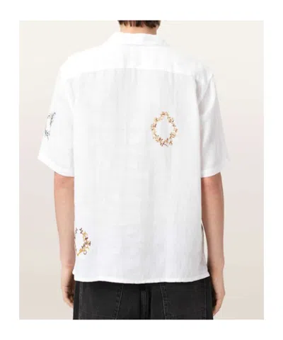 Allsaints Deck Linen Short Sleeve Shirt In Black
