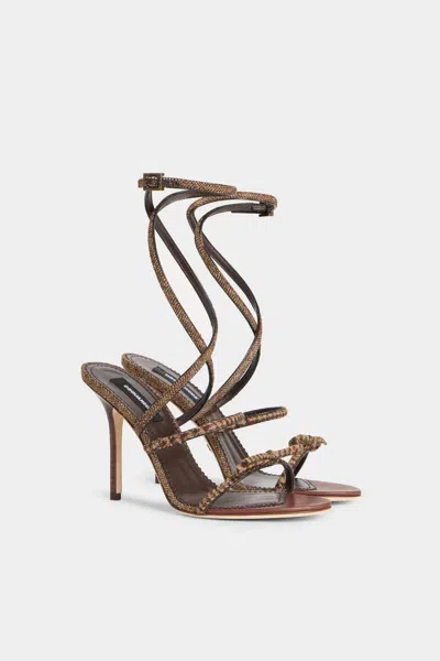 Dsquared2 Classic Check Heeled Sandals In Multi