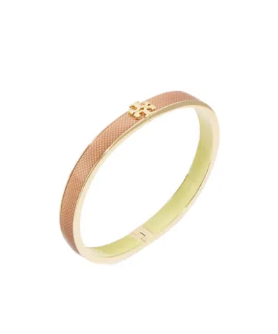 Tory Burch Double T Medium Textured Bangle In Brown