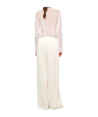 Norma Kamali Oversized-fit Sheer Bodysuit In White