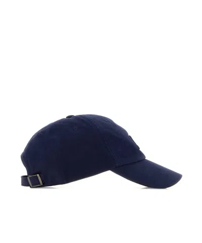 Jil Sander Navy Blue Logo Textured Baseball Hat In Blue