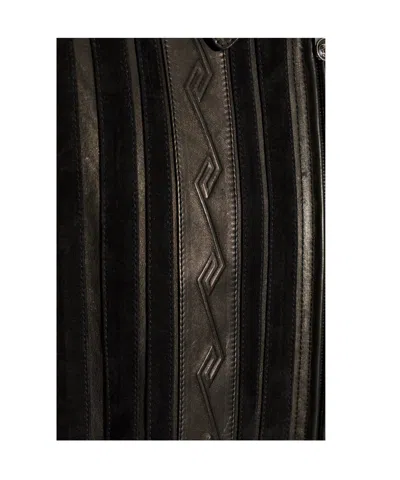 Versace Greca-embossed Panelled Jacket In Black