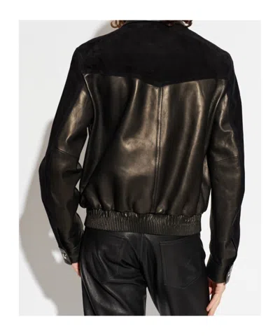Versace Greca-embossed Panelled Jacket In Black