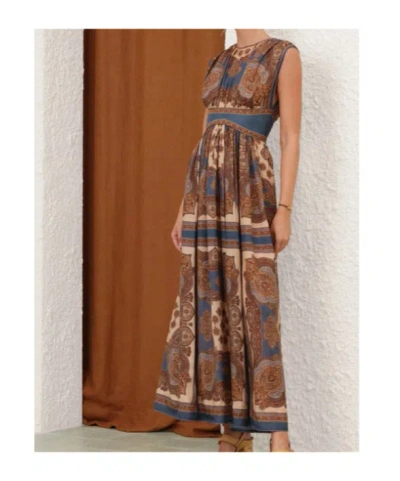Zimmermann Womens Dark Blue Paisley Mahon Printed Silk Maxi Dress In Animal Print