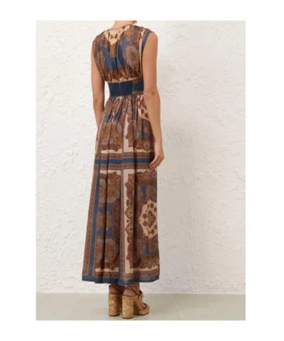 Zimmermann Womens Dark Blue Paisley Mahon Printed Silk Maxi Dress In Animal Print
